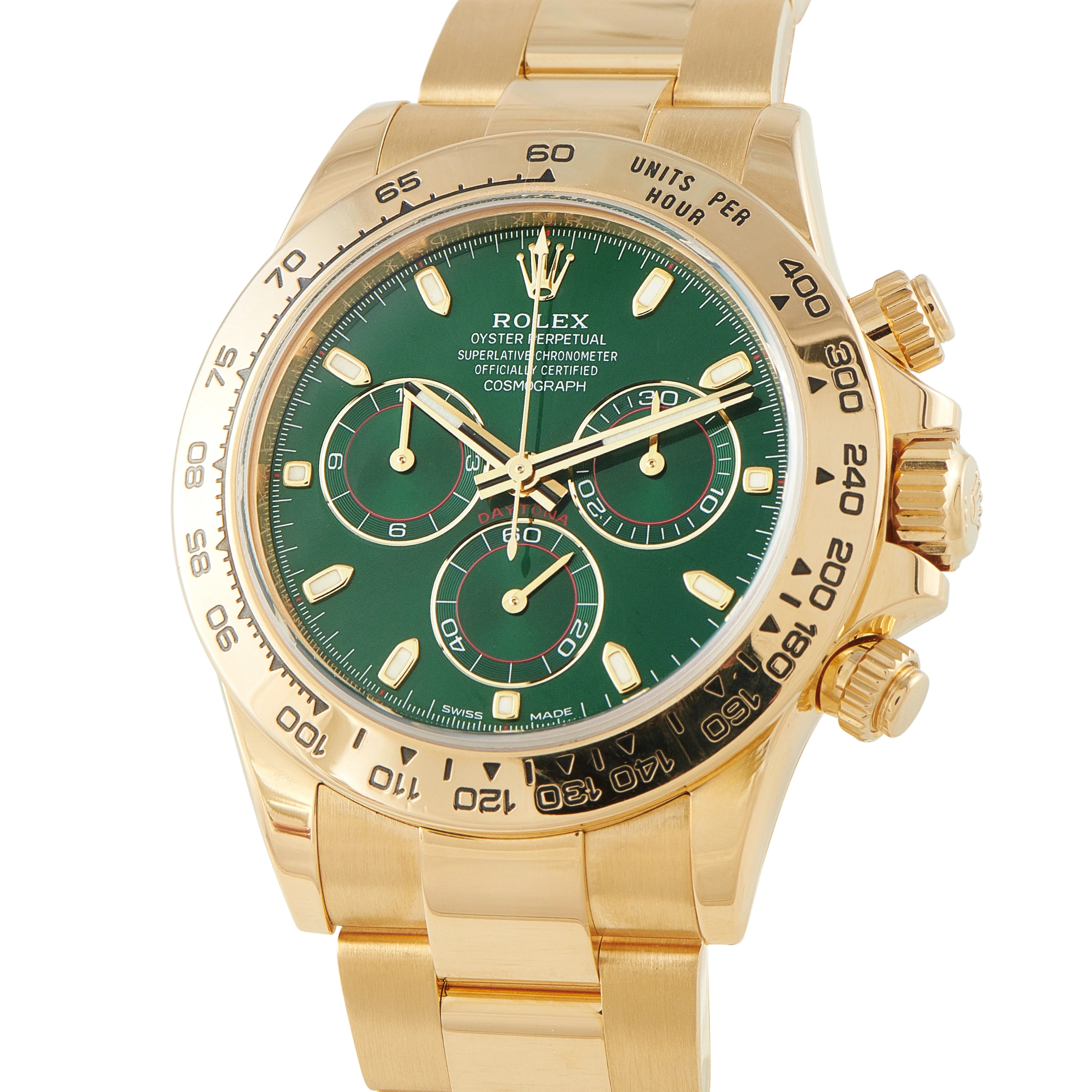 Rolex Daytona Green Dial Yellow Gold Watch 116508 For Sale