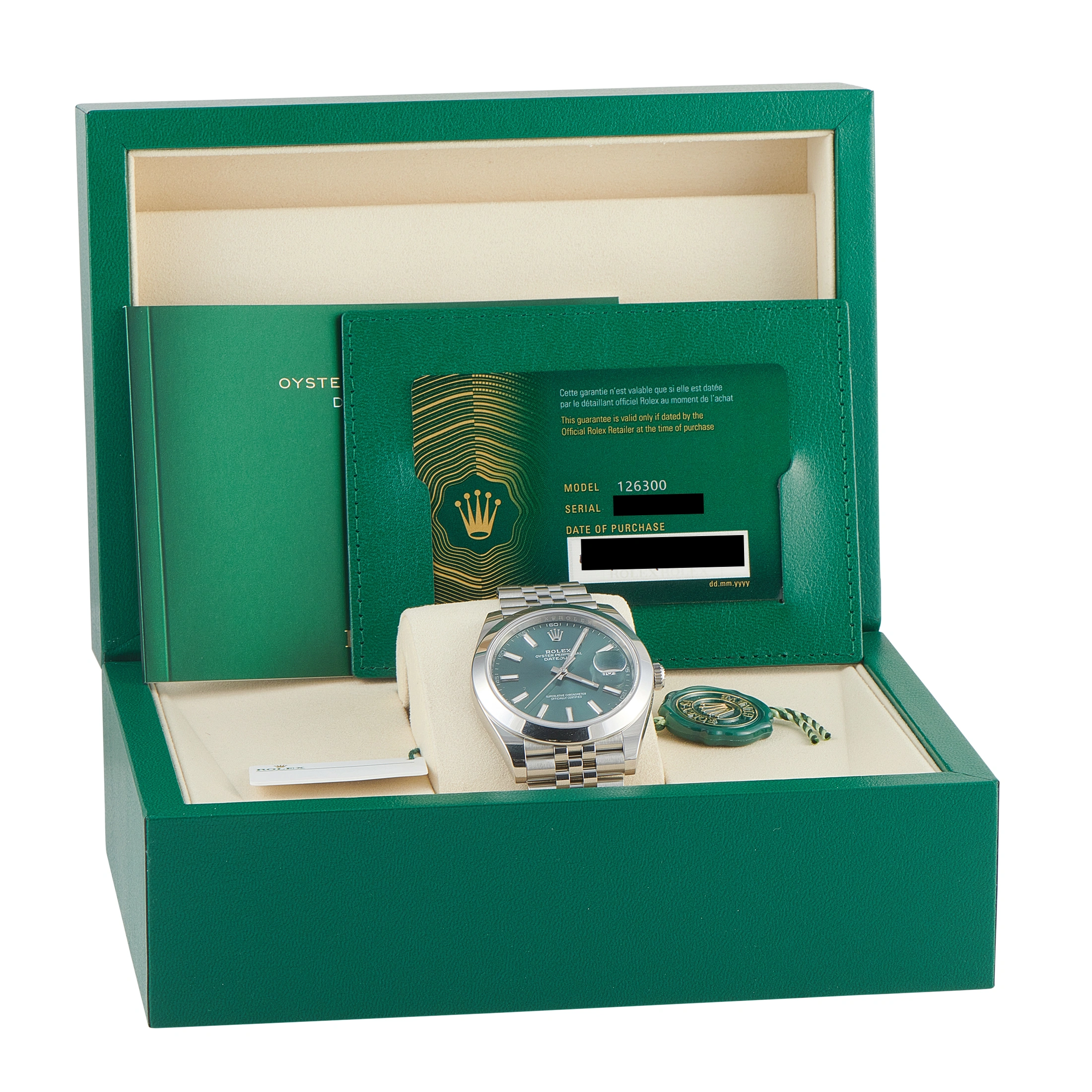 Rolex Datejust 41 Mint Green Dial Steel Jubilee Watch 126300 For Sale