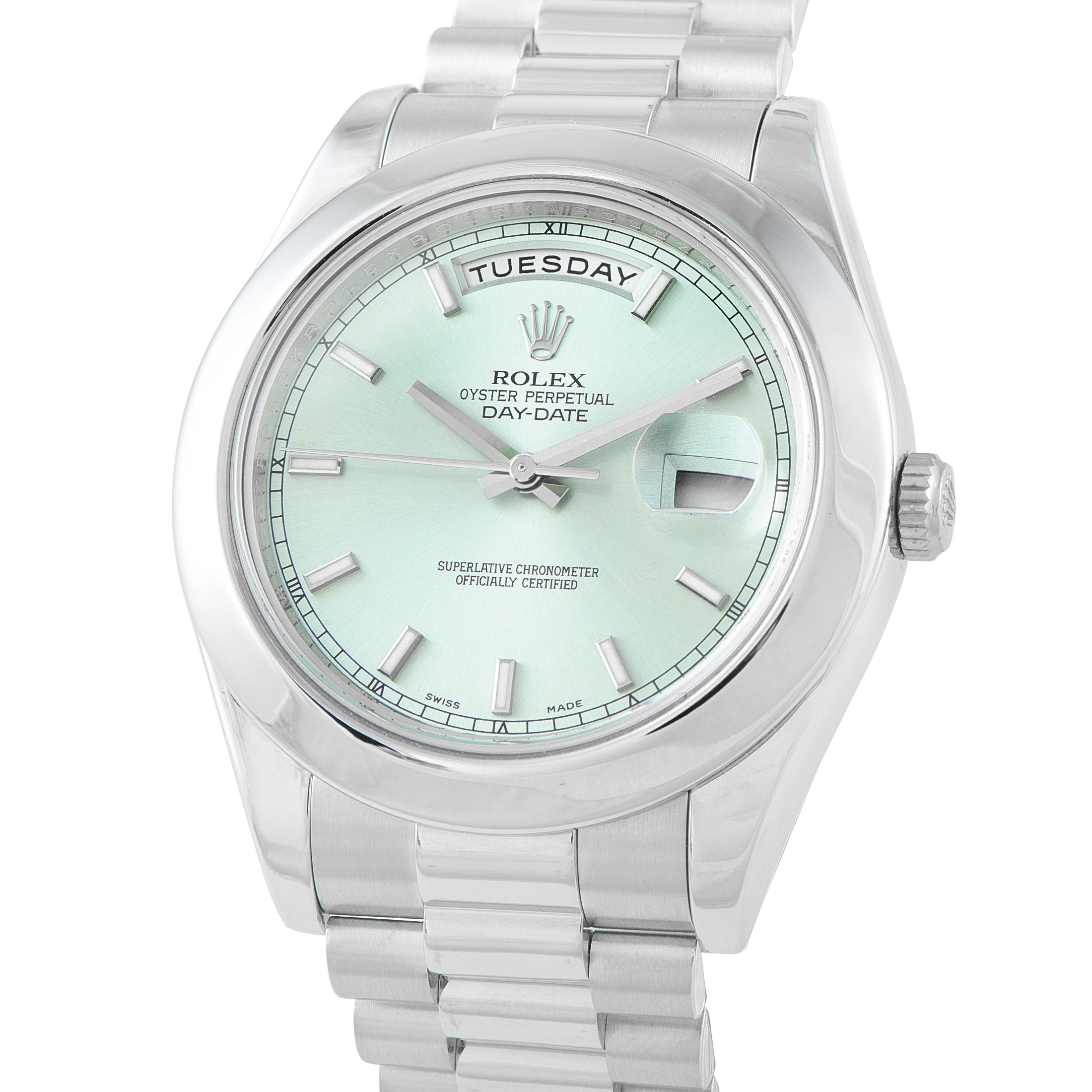 Rolex Day-Date II Glacier Blue Dial Platinum President Watch 218206 For Sale