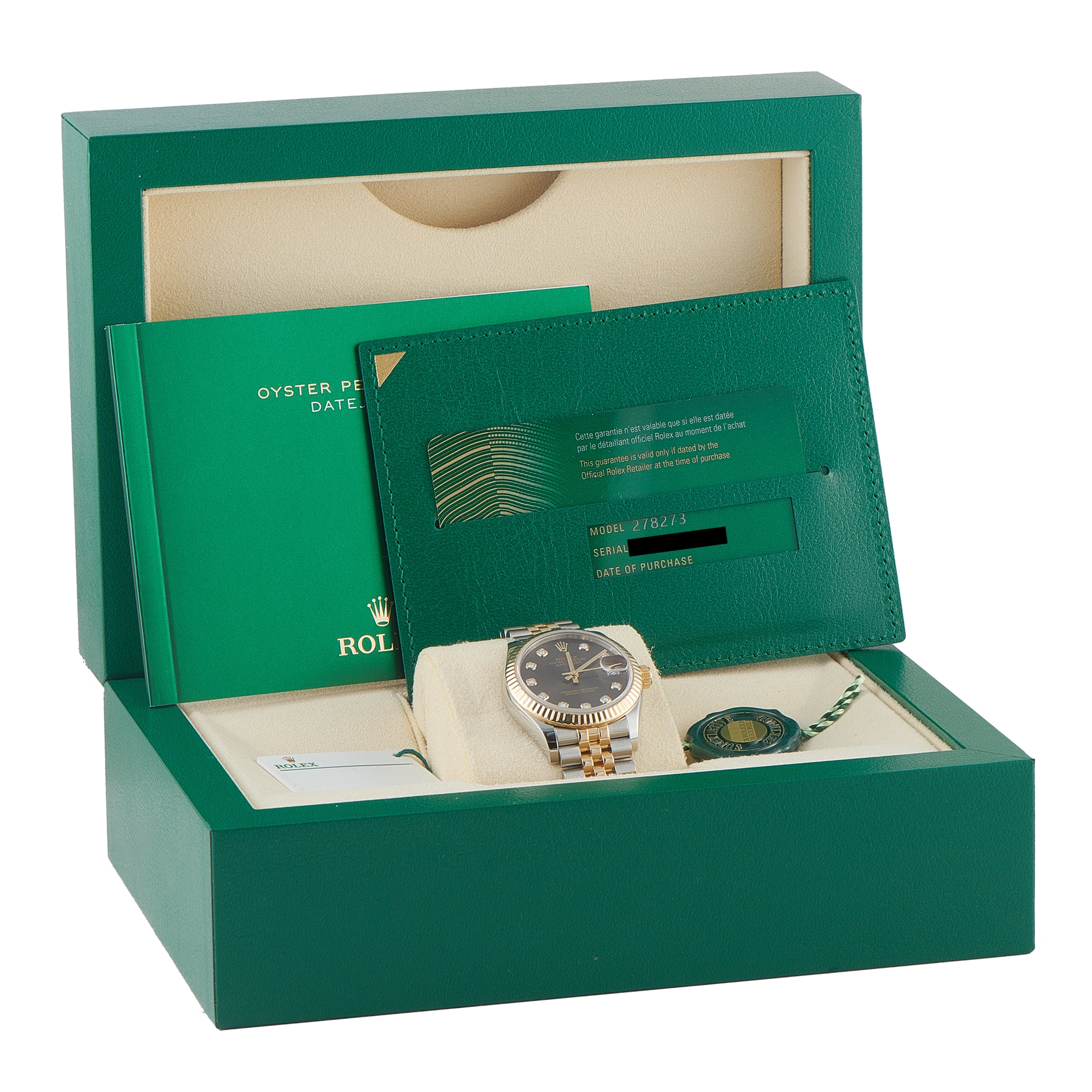 Rolex Datejust 31 Dark Gray with Diamond Dial Jubilee Yellow Rolesor Watch 278273 For Sale
