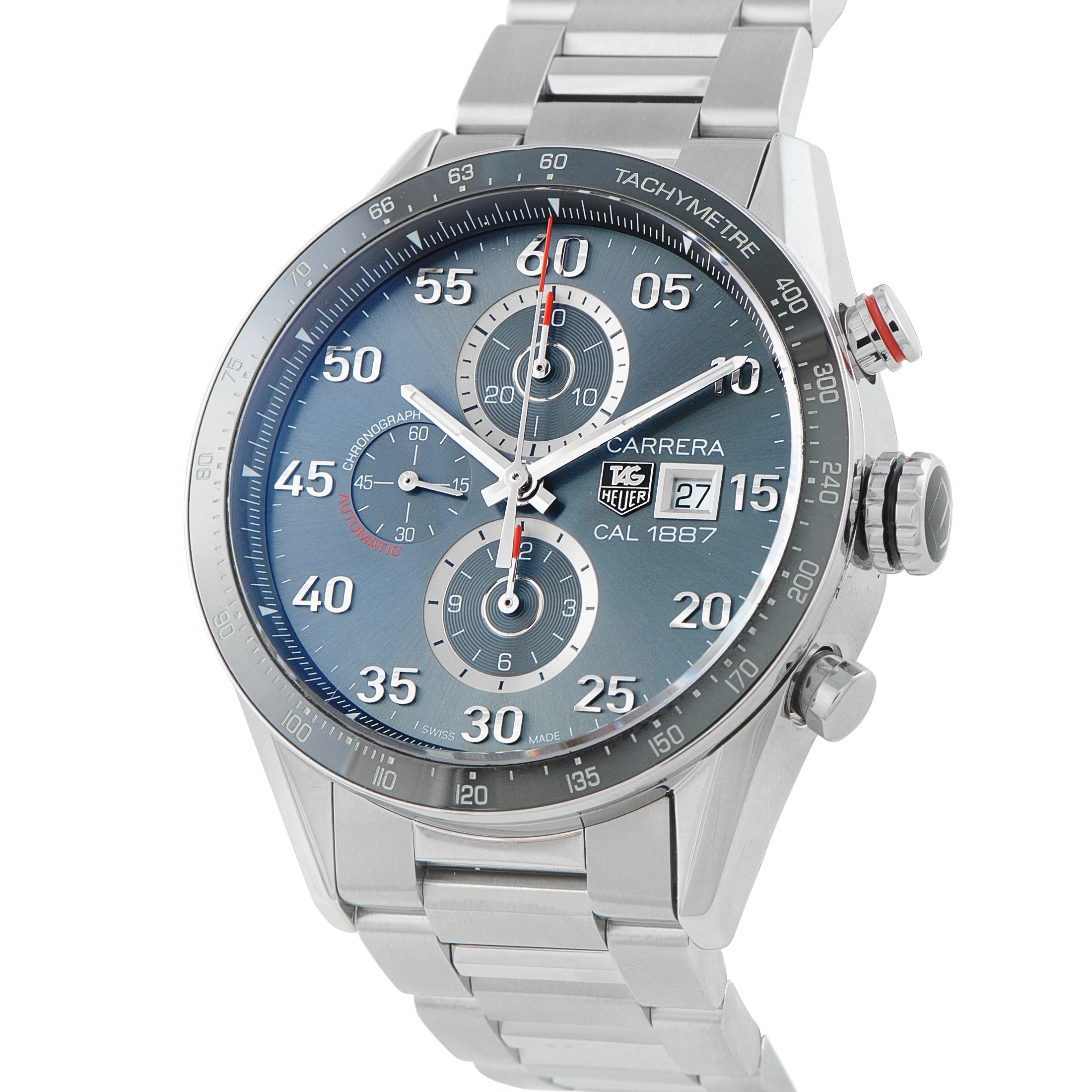 Tag Heuer Carrera Calibre 1887 Chronograph Steel Watch CAR2A11.BA0799 For Sale